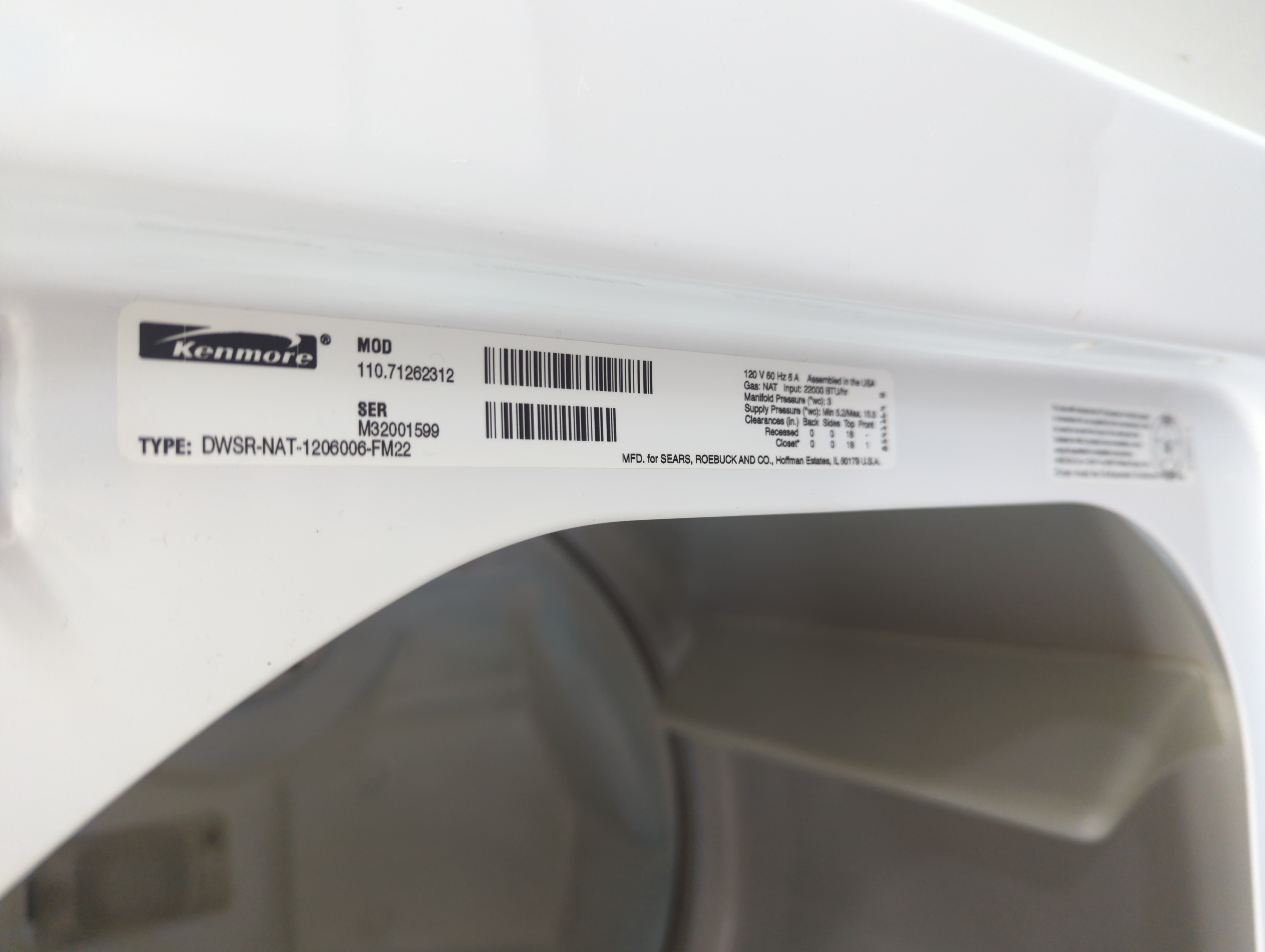 Kenmore Gas Dryer