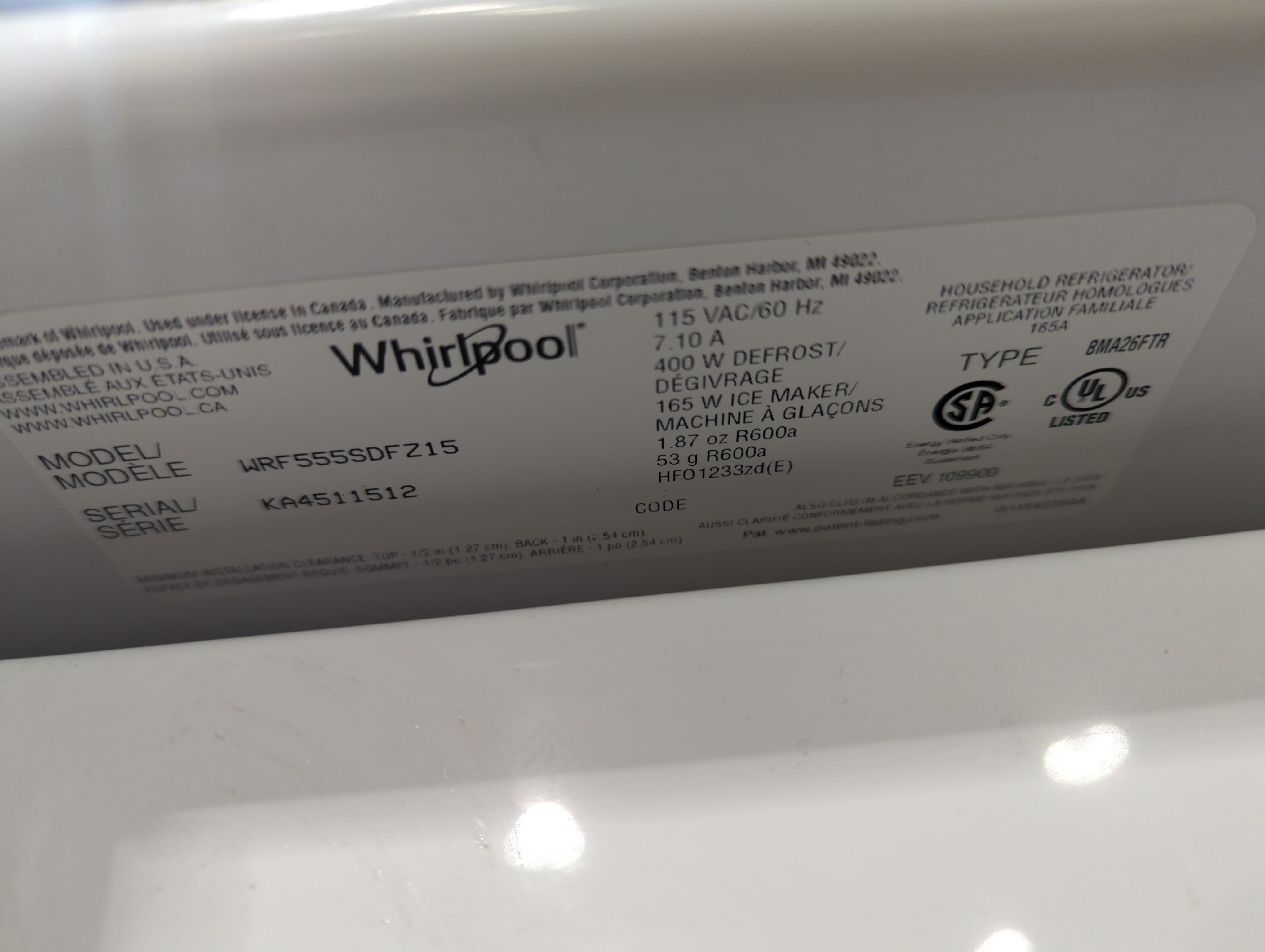 Whirlpool Refrigerator (Stainless)
